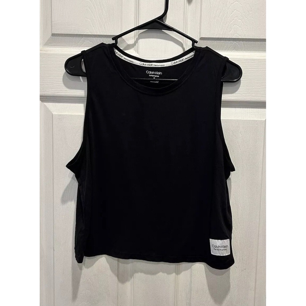 Calvin Klein Performance Womens Black Muscle Tank Top Medium Relaxed Fit‎ Active